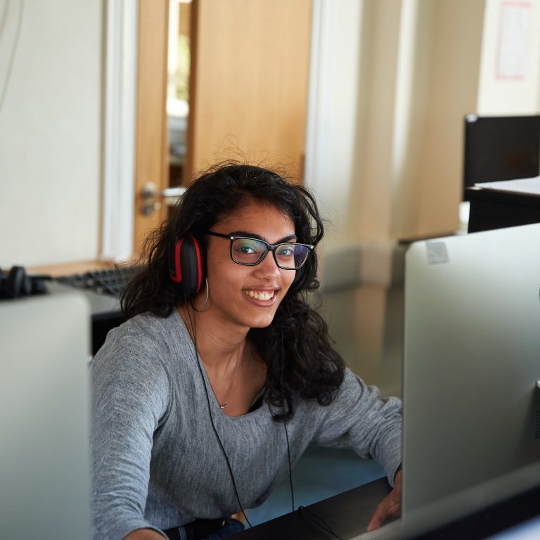 girl on a computer