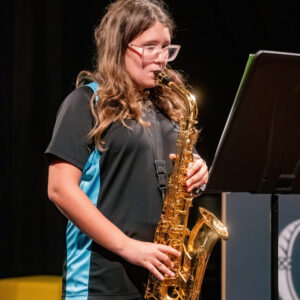 Student playing the saxophone