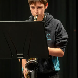 Student playing the saxophone