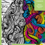 Magazine cover with a stylized brain: left side black-and-white with math scribbles, right side bright, multicolored swirls. A green banner in the top-right reads 'CHANNING Neuro Narratives Issue 3', and a green caption at bottom notes it's by psychology students at Channing School.